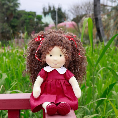 BlissfulPixie Waldorf Doll Handmade Rag Doll - Personalized Collectors Plush Doll for Kids Birthday Present with Beautiful Present Box-Eleanor 12"
