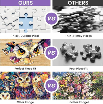 300 Pieces Owl Puzzle for Adults, Bird Puzzle 300 Pieces Recycled Cardboard Jigsaw Puzzles for Adults, Family Challenging Game Home Decor Gift Toy for Teens Kids Seniors 20.5×15 in