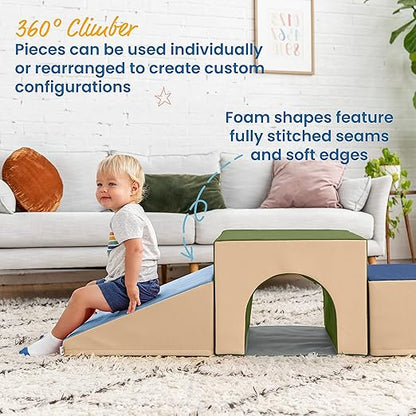 ECR4Kids SoftZone Lincoln Tunnel Climber, Toddler Playset, Earthtone