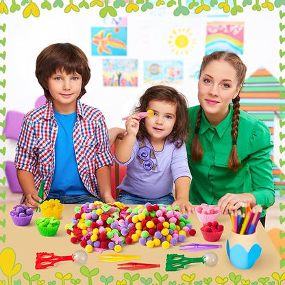 EZdhuawuse Fall Insects Sensory Bin Fillers Toys - 268 Color Counting Sorting Fine Motor Toys Set for Kids, Felt Dragonfly Butterfly Pom Poms Cups Clips for Preschool Education Birthday
