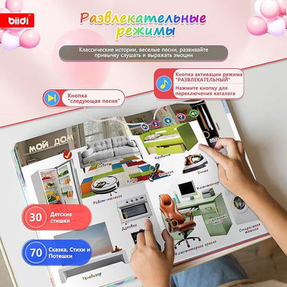 Russian Sound Books,Rechargeable Interactive Talking Book for Kids,Russian Autism Learning Book, 800+ Sounds,15 Topics of The World Around You