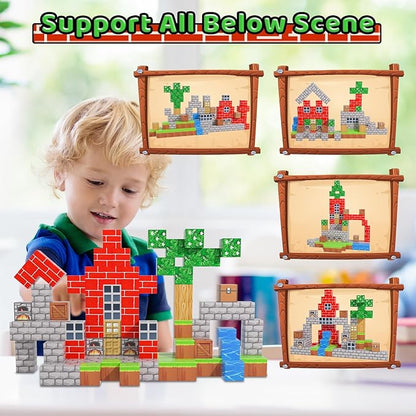Magnetic Blocks - 100PCS Toy Build Set, Magnetic Building Blocks STEM Sensory Toys, Creative Kids Gift for 3+ Year Old Boys Girls (City)
