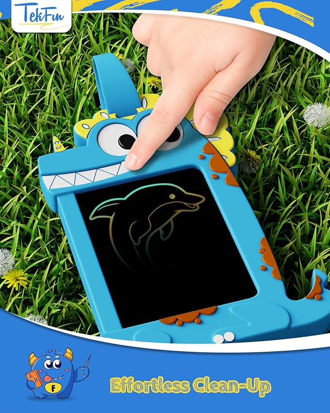 TEKFUN NanoDoodle Toys, Dinosaur Toys for Kids 4.5in LCD Writing Tablet Drawing Board for Classroom School Home, Christmas Gifts for Boys Girls 3-10 Years Old