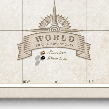 Canvas World Map with Cork Pin Board - English Lettering - Decorative Wall Decoration for All Rooms - Canvas Pictures with World Map Motif (90x60 cm, Pattern 23)