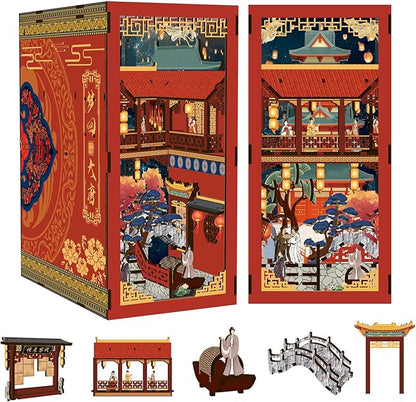 Book Nook Kit - DIY Miniature Dolls House Kit with Furniture and LED Light, 3D Puzzle Wooden Art Bookends, Model Kits for for Adults and Teens (Dream Back to The Tang Dynasty)