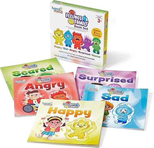hand2mind Feelings Family Core Emotions Book Set, Social Emotional Books for Kids, Calm Down Corner Supplies, Calming Corner Items Kids, Toddler Learning Activities, Preschool Classroom Must Haves