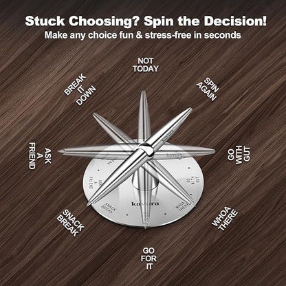 Fidget Decision Spinner Pen - 3-in-1 Magnetic Stress Relief Tool, Refillable Silver Metal Pen, Fun Decision Maker and Office Desk Decor, Unique Gift for Teens & Adults, Luxury Pen Set