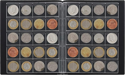 200 Pockets Coin Albums - 1.8x1.8 inch Grid Blue Coin Book 10 Pages Coin Collection Holder Letter Size Coin Storage Book 4.5x4.5 cm Pocket CS0220BL
