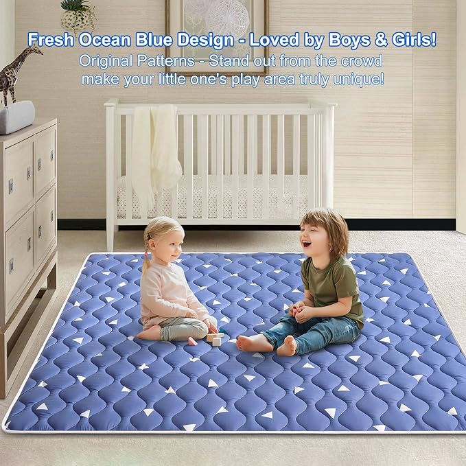 Premium Foam Baby Play Mat for Floor, 50x50 Playpen Mat, Thicken One-Piece Crawling Mat, Non-Slip Cushioned Baby Playmats for Infants, Babies, Toddlers, Play & Tummy Time
