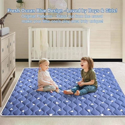 Premium Foam Baby Play Mat for Floor, 50x50 Playpen Mat, Thicken One-Piece Crawling Mat, Non-Slip Cushioned Baby Playmats for Infants, Babies, Toddlers, Play & Tummy Time