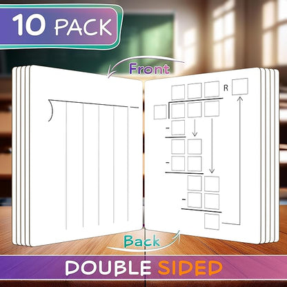 SCRIBBLEDO 10 Pack Dry Erase Division White Boards 9 x 12 Inch Whiteboards Double Sided Math Manipulatives Long Division Lapboards for Kids Students Classroom and Home 10 Whiteboard Erasers Included