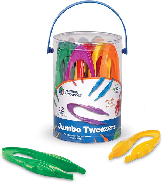 Learning Resources Jumbo Tweezers - Sensory Bin Tools , Water Table Toys, Montessori Grabber Tool, School and Teacher Supplies, Toddler Activities, Fine Motor, Daycare Essentials