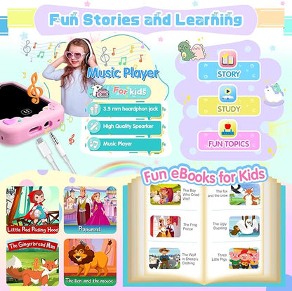 Kids Smart Phone for Girls, Kids Toys Cell Phone 2.8" Touchscreen Toddler Learning Play Toy Phone with Dual Camera, Game, Music Player, 8GB Card Birthday Gifts for Girls Boy Age 4-12(Pink)