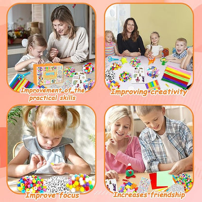 2000 PCS Arts and Crafts Supplies for Kids All-in-1 Craft Kit with Pipe Cleaners Craft Box Set DIY Crafting Supply School Supplies Toys Gifts for Girls Boys Ages 4-6, 6-8, 8-12, Orange