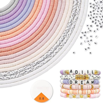 ADIIL 7200pcs Clay Beads Bracelet Making Kit, 6mm Polymer Heishi Beads for Jewelry Making, Friendship Bracelet Kit Birthday Gift for Adults Pink
