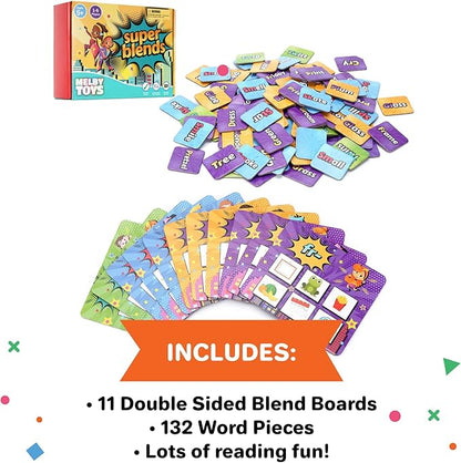 Super Blends Phonics Reading Game (22 Blends) - Phonics Games for Kids Ages 6-8, Reading Games for Emerging Readers, Best Reading Resources for Parents and Teachers