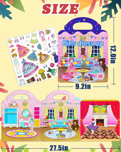 Benresive Reusable Sticker Book for Toddlers 2-4 Years, Fun Travel Stickers for Kids, Waterproof Sticker Books for Toddlers 1-3, Crafts Activities for Todddlers 1-3 2-4 3-5 - Dress Up