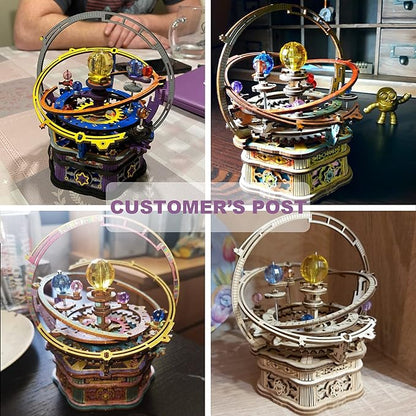 ROKR 3D Wooden Puzzles for Adults Mechanical Music Box-Starry Night, DIY Rotating Music Box Model Building Kits for Teens, DIY Crafts/Hobbies/Gifts Desk Decor for Boys Ages 14+ (Starry Night)