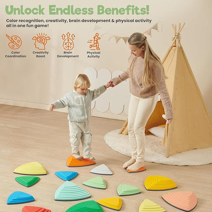 Stepping Stones – Indoor & Outdoor Obstacle Course Toys for Kids – Montessori Sensory & Motor Skill Development, Coordination & Active Play – Textured Educational Play Set