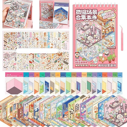 3D Sticker Scene Book,Sticker Therapy for Adults,Include 20 Beautiful House Isometric 3D Space DIY Scene Stickers Book,Cute Art Stickers for Girls