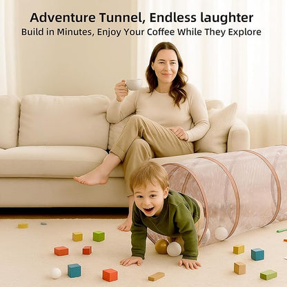 Play Tunnel for Toddlers, 69" x 18" Kids Crawl Tunnel Toy with Breathable Mesh, Pop Up Baby Tunnel Indoor Outdoor for Boys Girls & Pets, Foldable Gift for Birthday Christmas