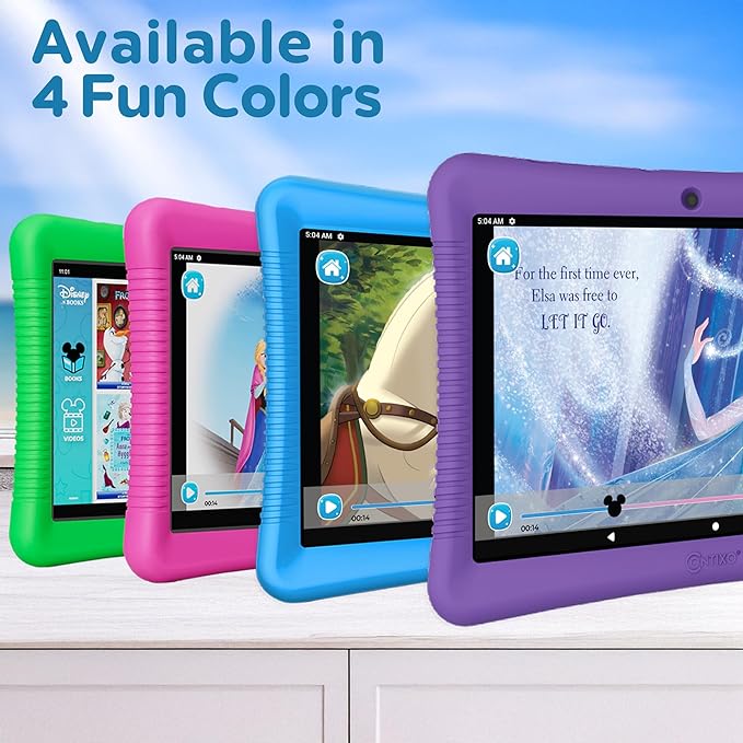 Contixo 10" Android Kids Tablet Bundle - 32GB, 80+ Disney Storybooks ($350 Value), Parental Controls, Kid-Proof Case w/Kickstand & Stylus, Headphones & Sleeve Bag - Pink