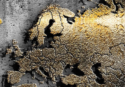 artgeist Textured Canvas Wall Art World map 35x24 in - 1pcs Painting Canvas Prints Picture Artwork Image Framed Contemporary Modern Photo Wall Home map Continents Black k-A-0498-b-a