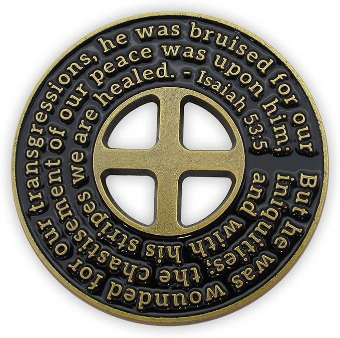 Crown of Thorns Coin, Bulk Pack of 10, by His Stripes We are Healed, Isaiah 53:5 Gift, Pocket Token of Healing and Protection, Collectible Challenge Coin for Easter, Sobriety & Recovery Chip