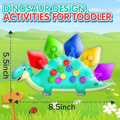 2PC Dinosaur Color Sorting Sensory Toys, Montessori Toys for Toddler Fine Motor Skill Game Learning Activities Quiet Calm Down Fidgets for Classroom Stocking Stuffers for 3 4 5 Year Old Boy Travel Toy