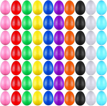 100 Pieces Egg Shakers Musical Instruments Percussion Maracas Egg for Kids Toys Plastic Easter Shaker for Learning DIY Painting, Classroom Music, Rhythm(10 Color)