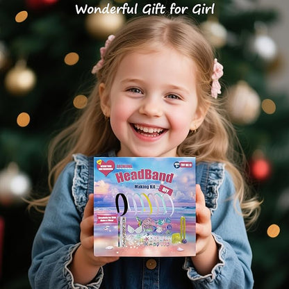 GO2HEJING Headband Making Kit for Girls - Make Your Own Fashion Headbands, Hair Accessories for Girls, DIY Arts and Crafts Gifts for Ages 6-9 Years Old