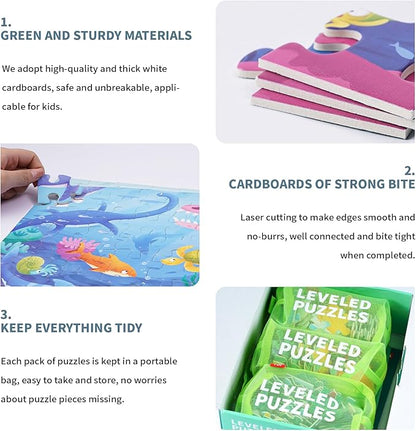 TOI Leveled Puzzles for Kids Aged 3.5 and Up, Toddler Puzzle Preschool Learning Jigsaw Puzzles, Large Pieces Educational Game for Boys Girls, Classic Education Step 4