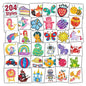 Partywind 204 Glitter Styles Individually Wrapped Sheets Kids Fake Tattoos, Birthday Surprise for Boys and Girls Party Supplies Favors, Waterproof Tattoo Stickers for Goodie Bag Stuffers