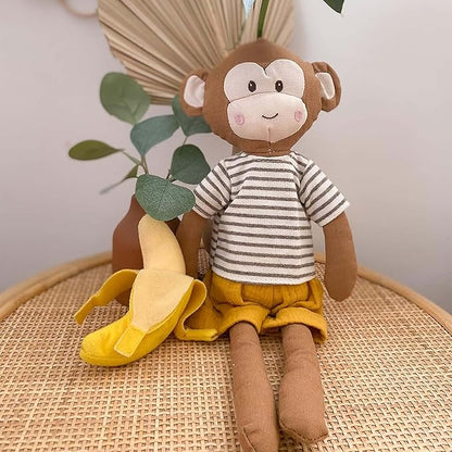 MON AMI Magee Boy Monkey Doll – 15”, Monkey Plush Toy, Stuffed Animal Toy, Use as Toy or Nursery Room Decor