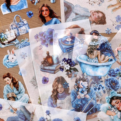 Auguro Winter Home Girls Scrapbooking Stickers 20 Sheets Pre-Cut 120 washi Stickers PET People Sticker Books for journaling Scrapbook Supplies Transparent Sticker Books