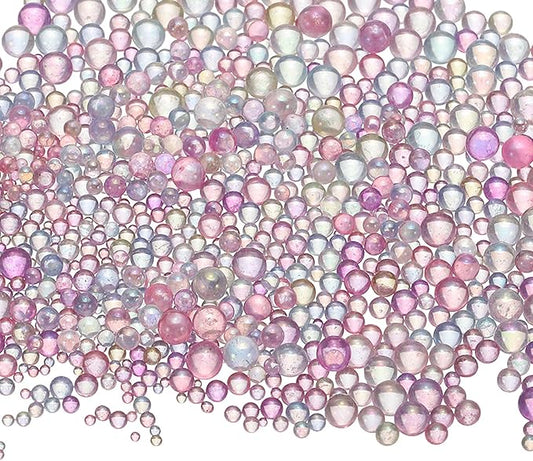 Iridescent Glass Tiny Bubble Beads, 0.4-3mm 10g No Hole Micro Mini Round Pastel Color Water Droplets Beads - Applications: for Resin Filler, Nail Art, Dollhouse Bath Tub