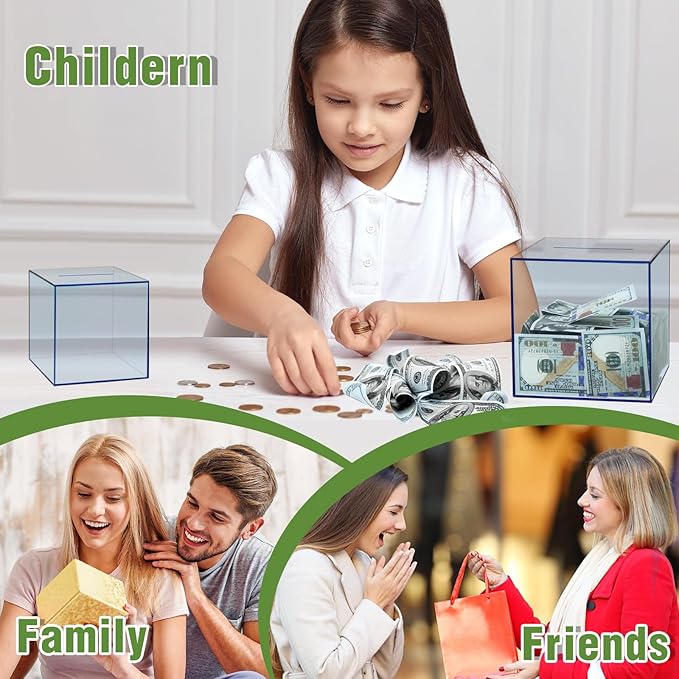 Clear Piggy Bank for Adults/Kids, Acrylic Unopenable Money Box for Cash Coin Saving, Must Break to Open, Money Saving Jar for Adults Boys Girls, Size 4.72''