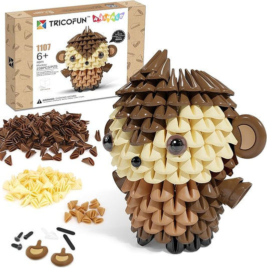 Animals 3D Soft Building Blocks - Cute Animal Kit, Pressure-Relief, STEM Educational Toys, Enhance Hands-On Skills Interlocking Building Blocks (1107-MONKEY)