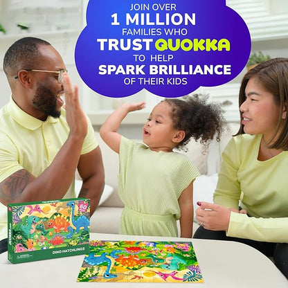QUOKKA Puzzles for Kids Ages 4-6 – 60 Piece Jigsaw Puzzles for Toddlers Ages 3-5 with Dinosaurs – Quiet Time Toy for Preschoolers 2-4 – FSC Certified Educational Learning Game for Boys and Girls