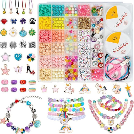 Accevo Unicorn Gifts for Girls, Bracelet Making Kit, 1370PCS Charm Jewelry Making Kit, Gifts for Teenage Girls Toys Age 5 6 7 8 9 10, DIY Arts and Crafts for Kids, Girl Birthday Christmas Presents