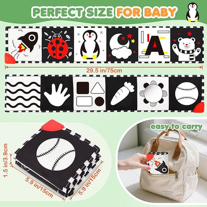 High Contrast Baby Toys for Newborn - Tummy Time Black and White Baby Toys for 0-3-6-12 Months - Soft Montessori Visual Stimulation Sensory Infant Book - Gift for Boys Girls