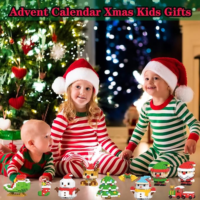 Christmas Bells and Boot Building Blocks Set Compatible with Lego Advent Calendar 2025 Stacking New Toys Holiday Present Box New Year Xmas Gifts for Kids for Boys & Girls and Adults