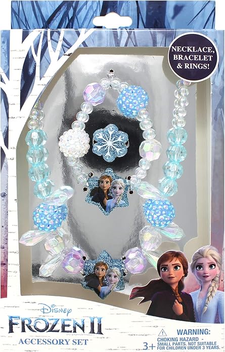 LUV HER Girls Jewelry Set - Dress Up Toy Jewelry Box Set with Bead Necklaces, Bracelets, and Rings - Frozen Play Accessories - Ages 3+