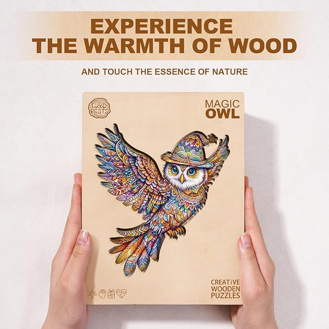 Wooden Puzzles for Adults, Unique Shaped Owl Jigsaw Puzzles,Magic Wooden Jigsaw Puzzles, Gifts for Family or Friends for Any Holiday.(11.4 * 10.4 in 130pcs)