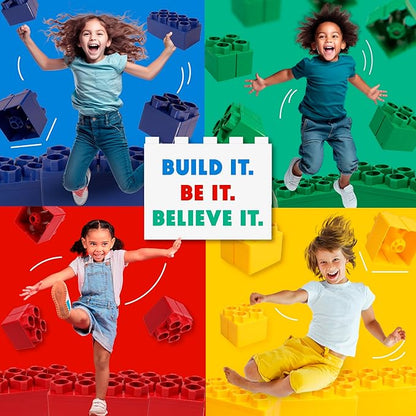 BiggoBlocks Big Blocks for Kids Ages 4-8 — Indoor & Outdoor Blocks for Kids Games — Large Building Blocks (36 pc with 3 Cars) Train Set