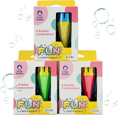 Uncle Bubble Blower for Kids and Toddlers 3, Uncle Bubble Mini Bubble Blower 3 Colors Family Set| Blow Thousands of Bubbles a Time