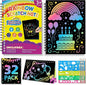 Scratch Art for Kids: 32 Pack Rainbow Scratch Paper Party Favors - Art Crafts Notebook Suitable for Birthday Gifts/School Crafts Kit/Classroom Prizes for Girls and Boys Aged 4-12