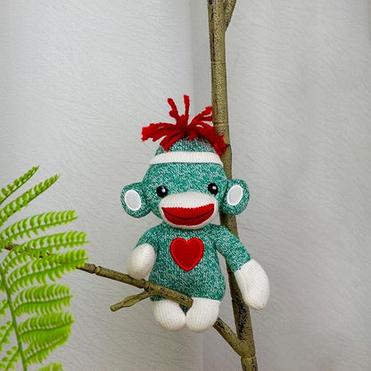 Plushland Adorable Sock Monkey, The Original Traditional Hand Knitted Stuffed Animal Toy Gift-for Kids, Babies, Teens, Girls and Boys Baby Doll Present Puppet 6 Inches