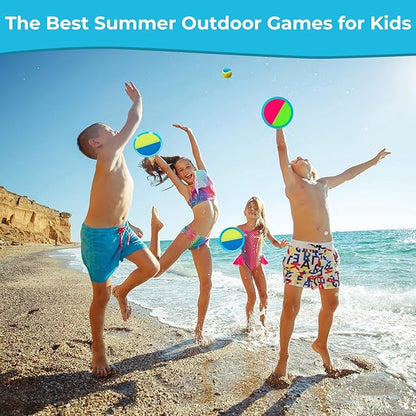 Beach Toys - Outdoor Games, Sand Toys, Toss and Ball Set with 6 Paddles and 3 Balls, Perfect Yard Games Outdoor Toys Games for Kids Ages 4-8 Easter Gifts for Kids/Adults/Family