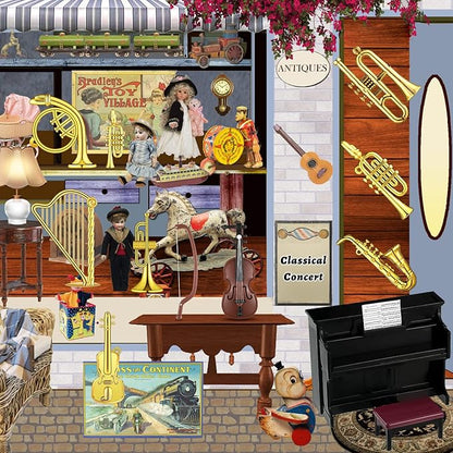 Civaner 24 Pcs Dollhouse Musical Instruments Christmas Miniature Violin Piano Trumpet Saxophone Electric Guitar Tiny Instruments Set for Xmas Party Gift Mini House Musical Room Succulent Garden